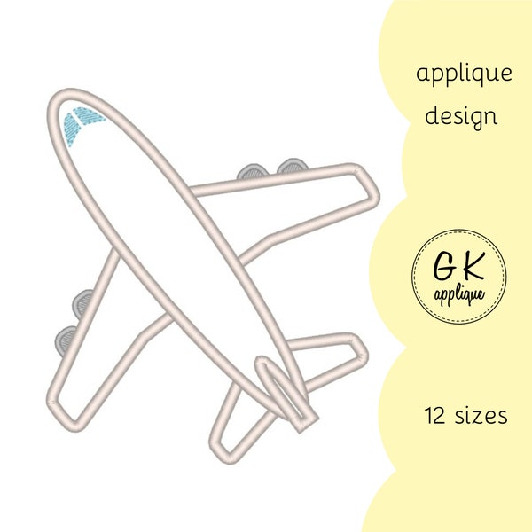 Plane applique design. Machine embroidery pattern.