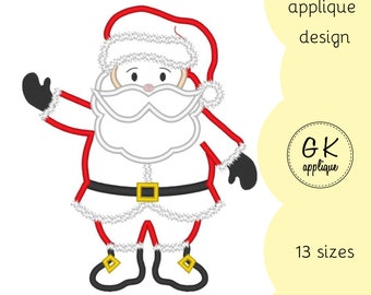 Santa Claus applique design. Christmas machine embroidery design.