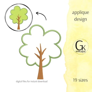Tree applique design. Nature applique. Plant embroidery. Machine embroidery design. 19 sizes. Digital files for instant download.