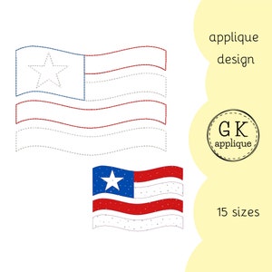 American flag applique design. USA flag embroidery. Patriotic machine embroidery design. 4th of July applique pattern.