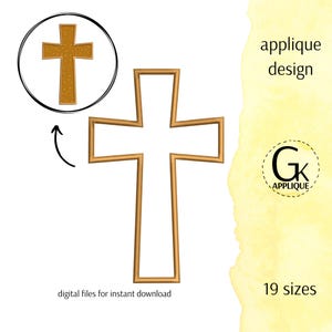 Cross applique design. Easter machine embroidery design. Christian applique design. 19 sizes. Digital files for instant download.