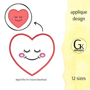 Heart applique design. Love applique pattern. Valentine&#39;s day applique. Heart machine embroidery design. Digital files for instant download.