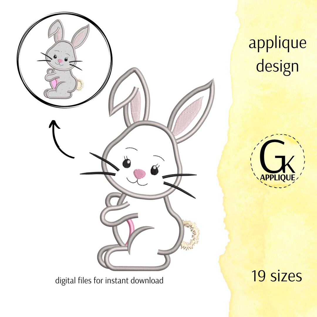 Bunny Applique Design. Easter Rabbit Embroidery Design. Machine ...