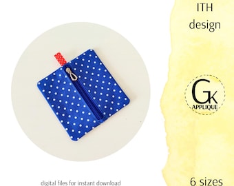 ITH Square zipper bag design. Fully lined. In the hoop square zipper pouch. Bag embroidery design. Digital files for instant download.