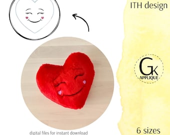 ITH Heart soft toy. ITH Valentine's Day stuffie. Love machine embroidery design.