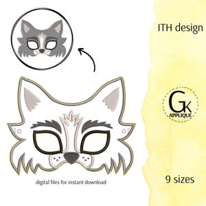 ITH Wolf mask applique design. Three Little Pigs wolf mask. Machine embroidery design. 9 sizes. Digital download.
