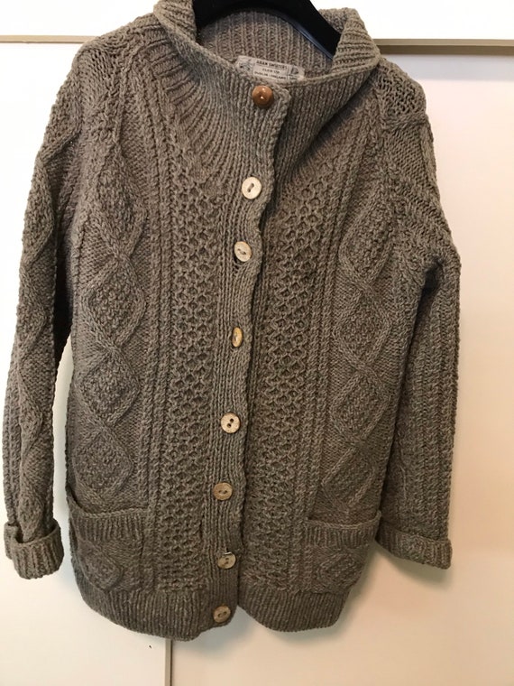 Vintage Aran Sweaters Cleo Ltd Irish Wool Knit Ca… - image 1