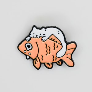 Cat & Goldfish Pin