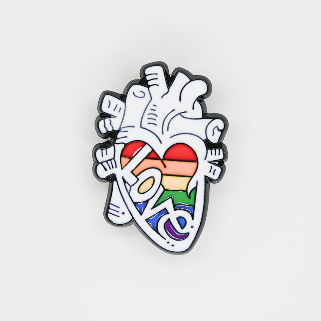 Rainbow Anatomical Heart Love Pin - Etsy