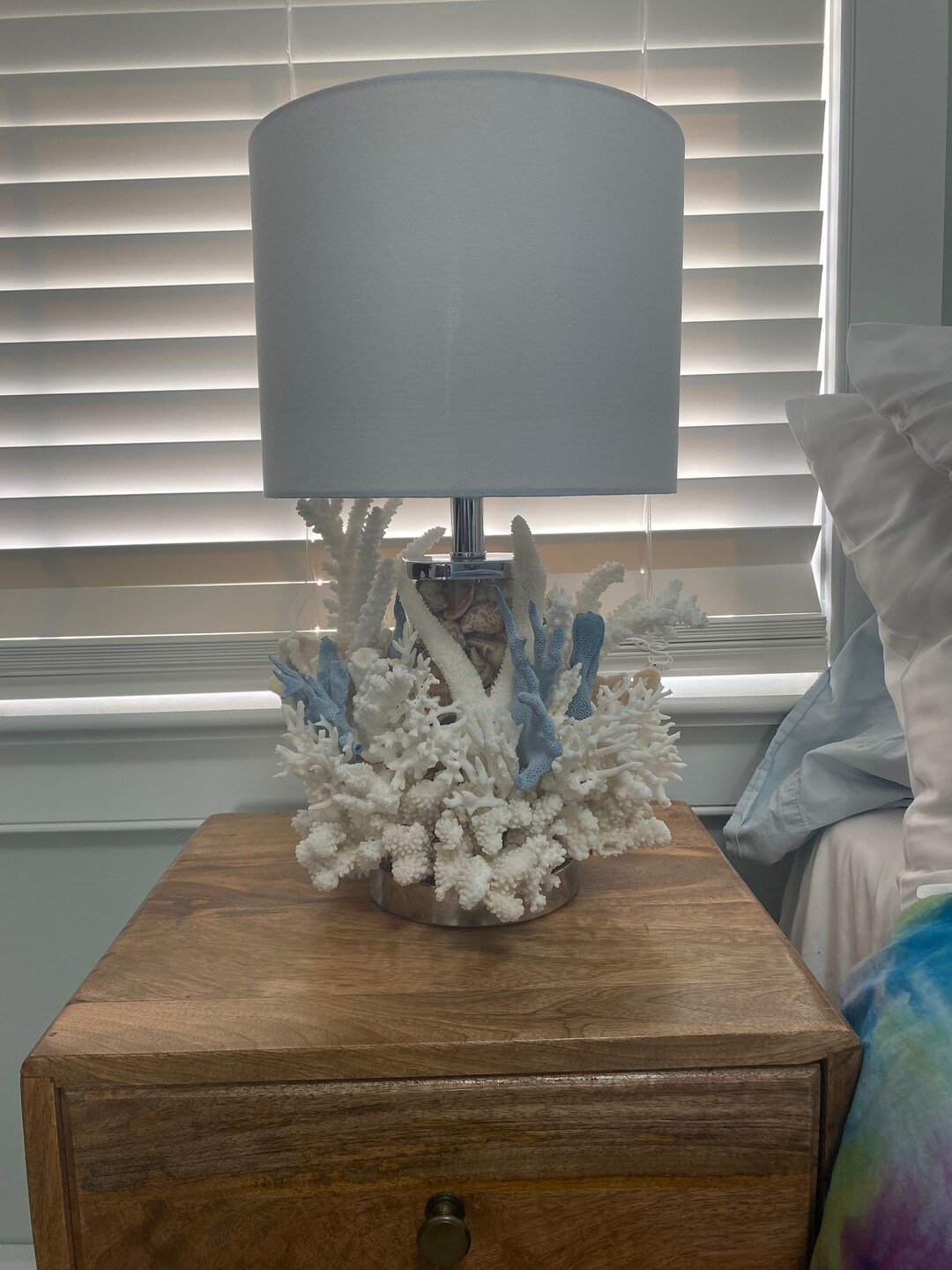 Blue and White Coral Lamp Etsy