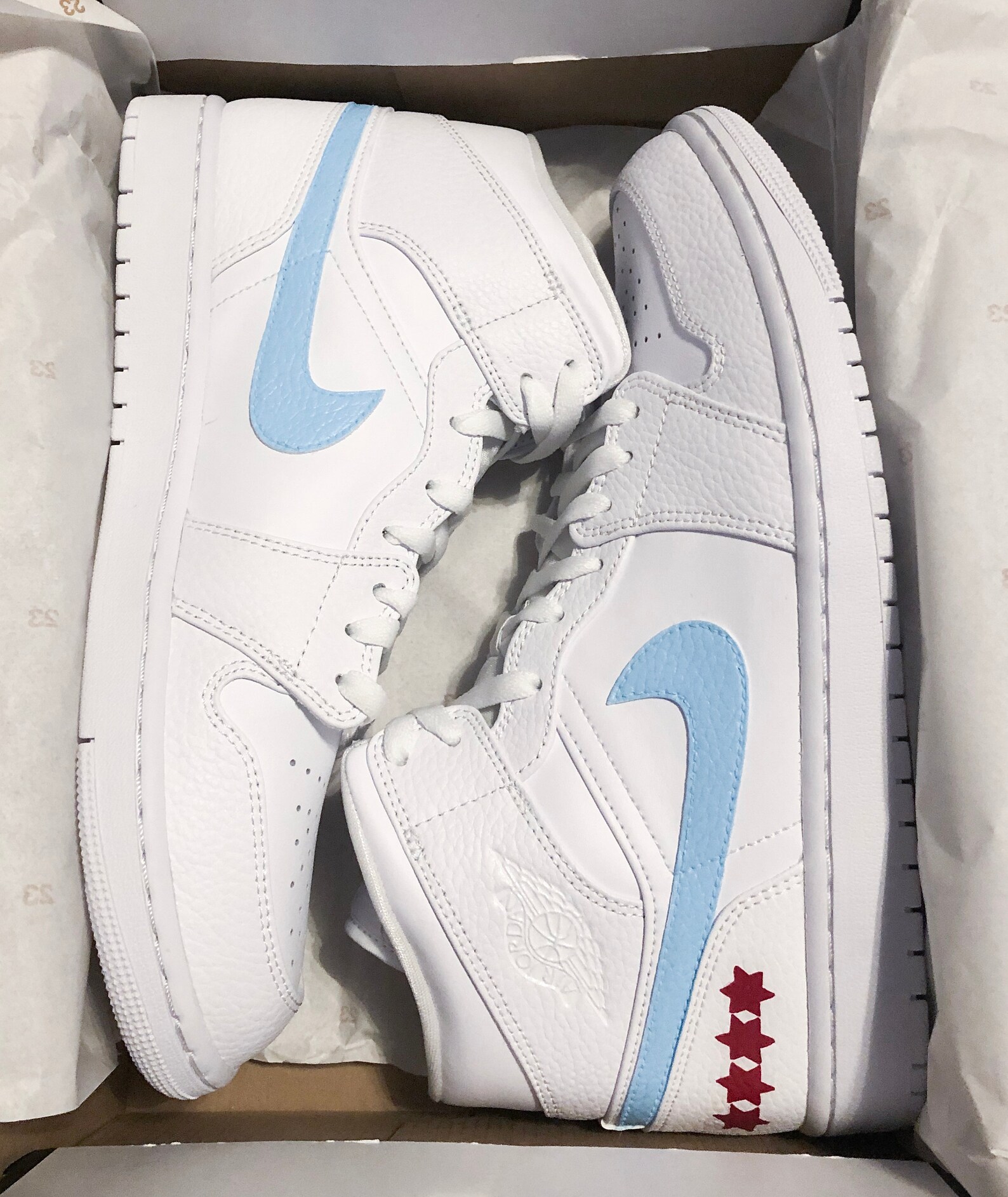 Custom Jordan 1 Mid Chicago Flag Etsy