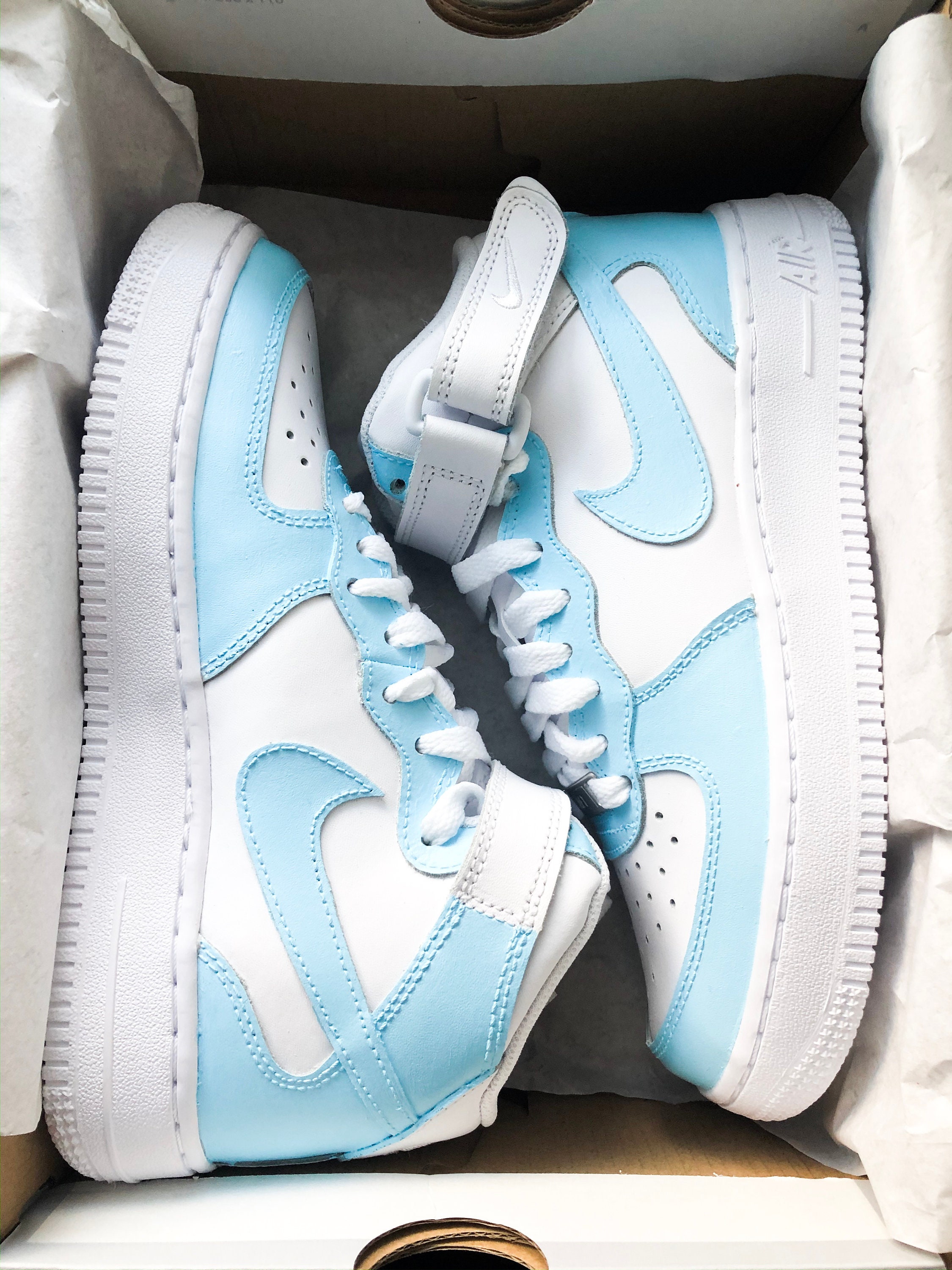 Nike Air Force 1 High '07 Emb White / Blue Rush High Top Sneakers - Sneak  in Peace