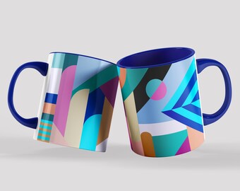 Colourful Coffee Mug, Modern Ceramic Cup, Unique Kitchen Decor, Artistic Design Mug For Stylish Sips, Coffee Mug