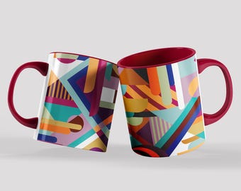 Colourful Coffee Mug, Modern Ceramic Cup, Unique Kitchen Decor, Artistic Design Mug For Stylish Sips, Coffee Mug