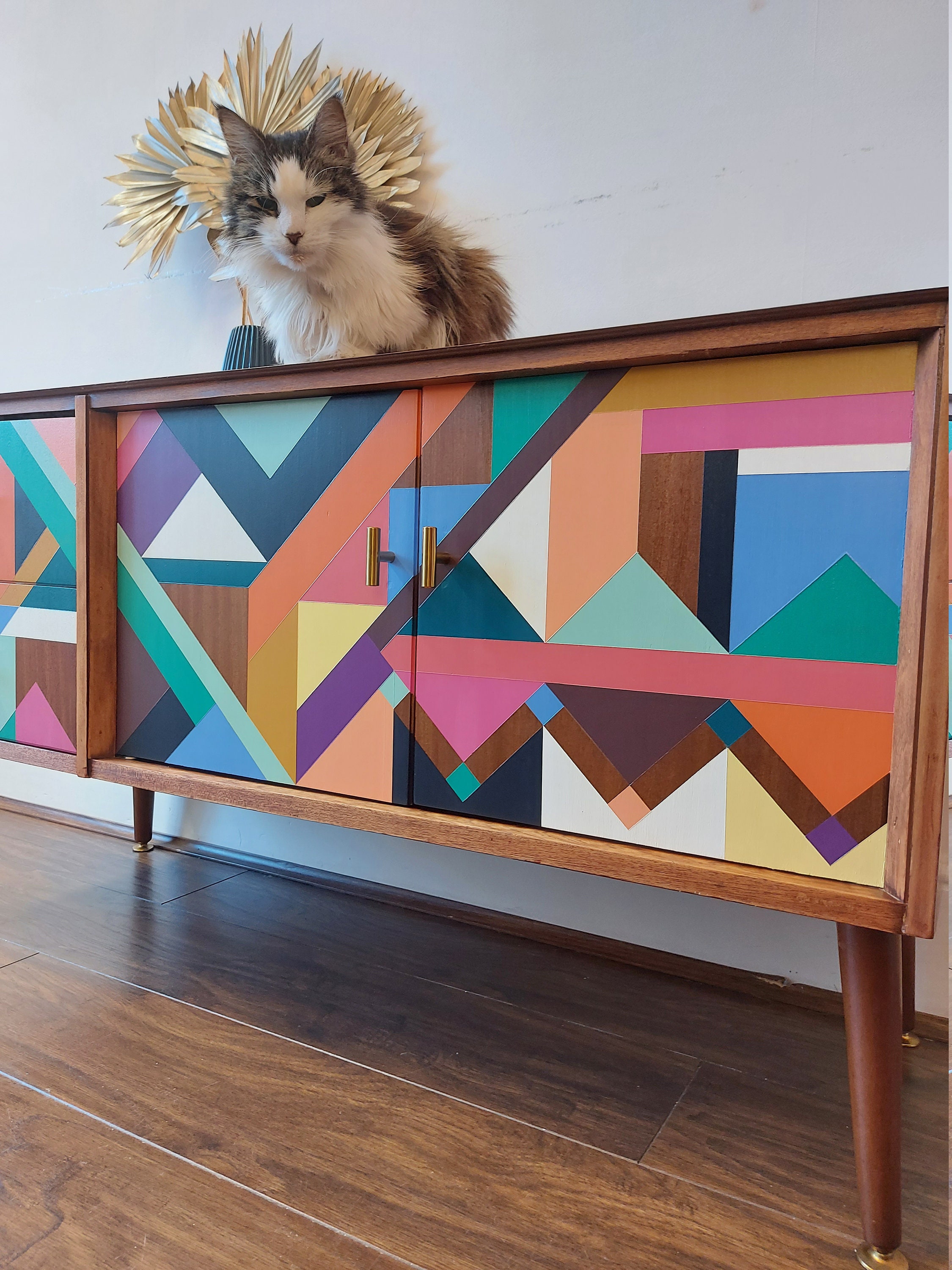 SOLD Bespoke Hand Painted Geometric Design Sideboard Etsy