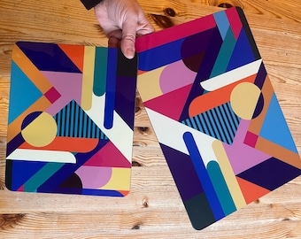 Colourful geometric placemats Medium size