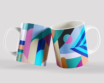Colourful Coffee Mug, Modern Ceramic Cup, Unique Kitchen Decor, Artistic Design Mug For Stylish Sips, Coffee Mug