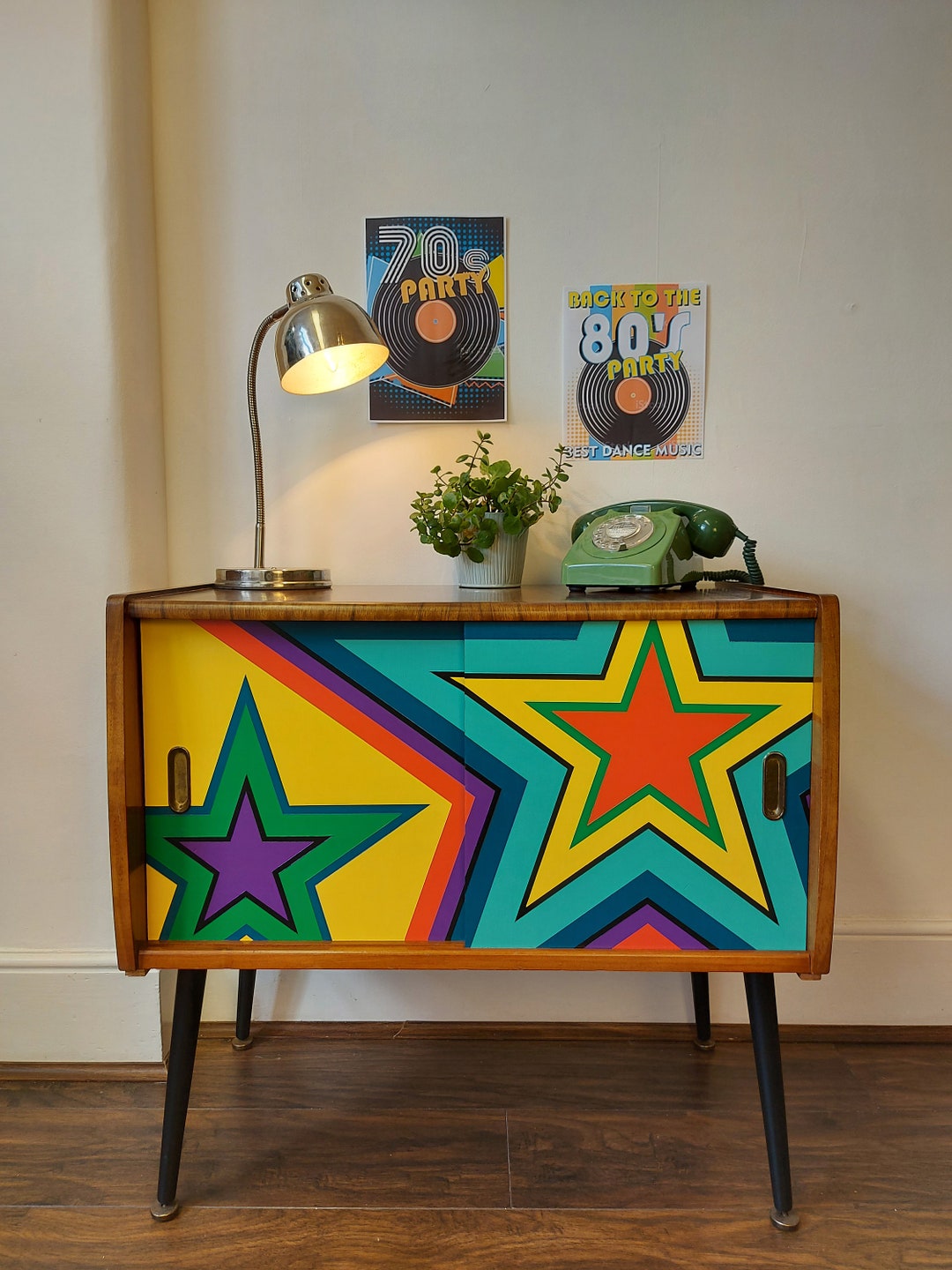 SOLD Star Record Painted Credenza Upcycled Etsy