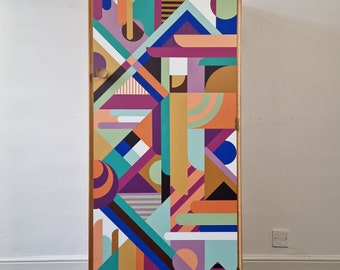 MADE TO ORDER, Unique Handcrafted Mid-Century Sideboard Cupboard, Custom Geometric Design, Bespoke Cupboard Modern Home Decor,