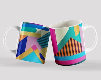 Colourful Coffee Mug, Modern Ceramic Cup, Unique Kitchen Decor, Artistic Design Mug For Stylish Sips, Coffee Mug