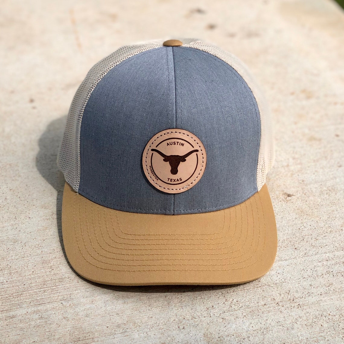 LONGHORN Austin Texas Leather Patch Hat/ Classic Snapback Cap/ Etsy