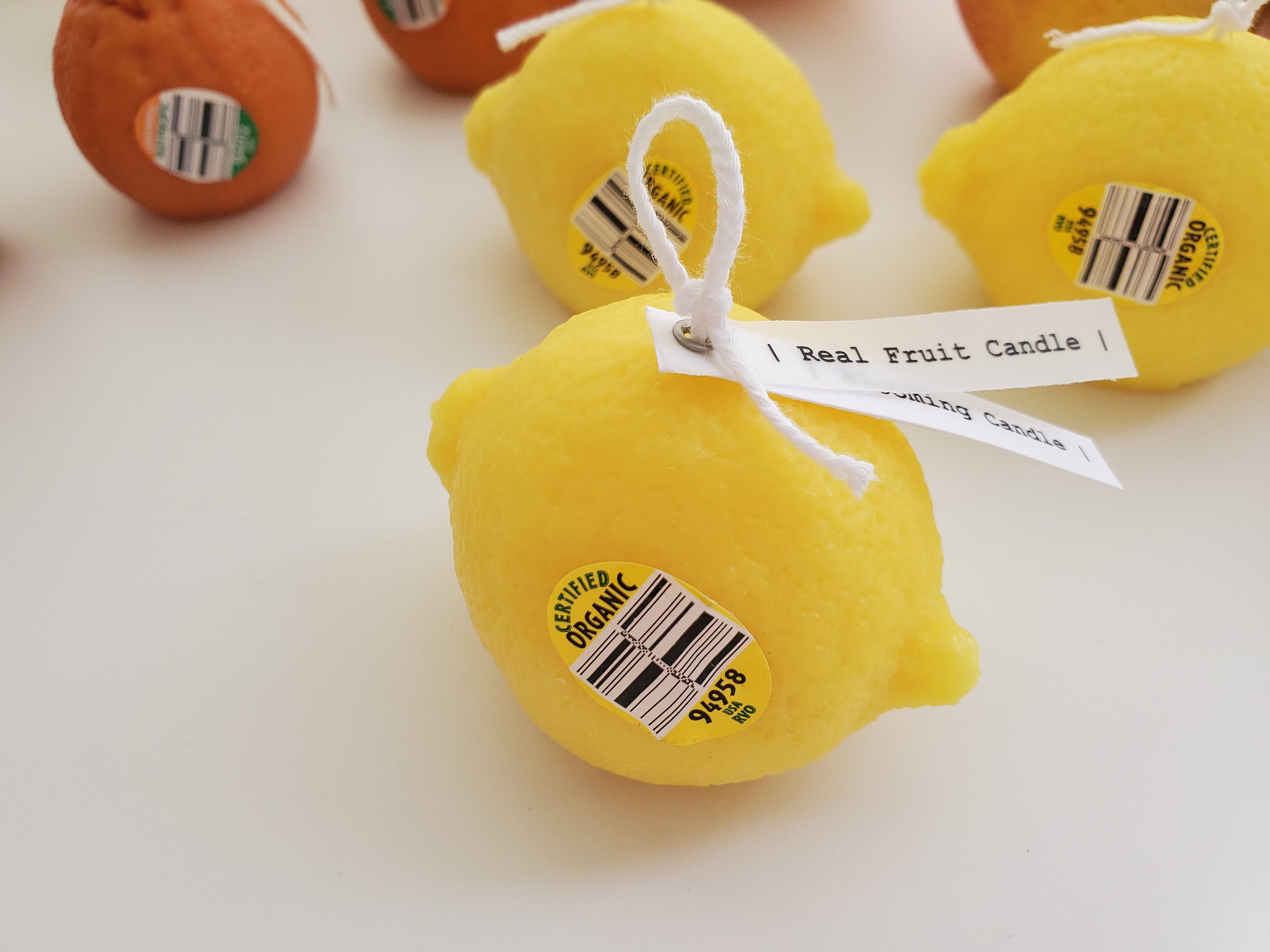 Lemon Candle Real Fruit Candle 100 Nature Pillar Wax & Etsy