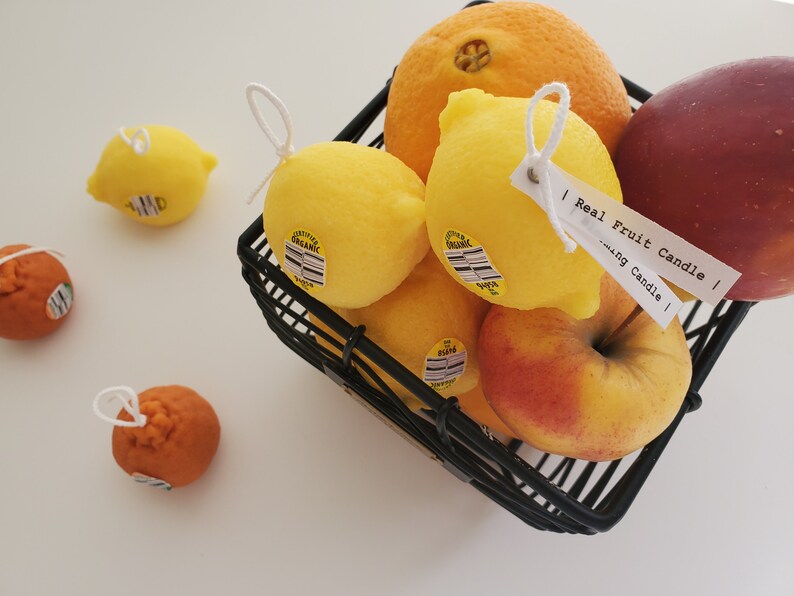 Lemon Candle Real Fruit Candle 100 Nature Pillar Wax & Etsy