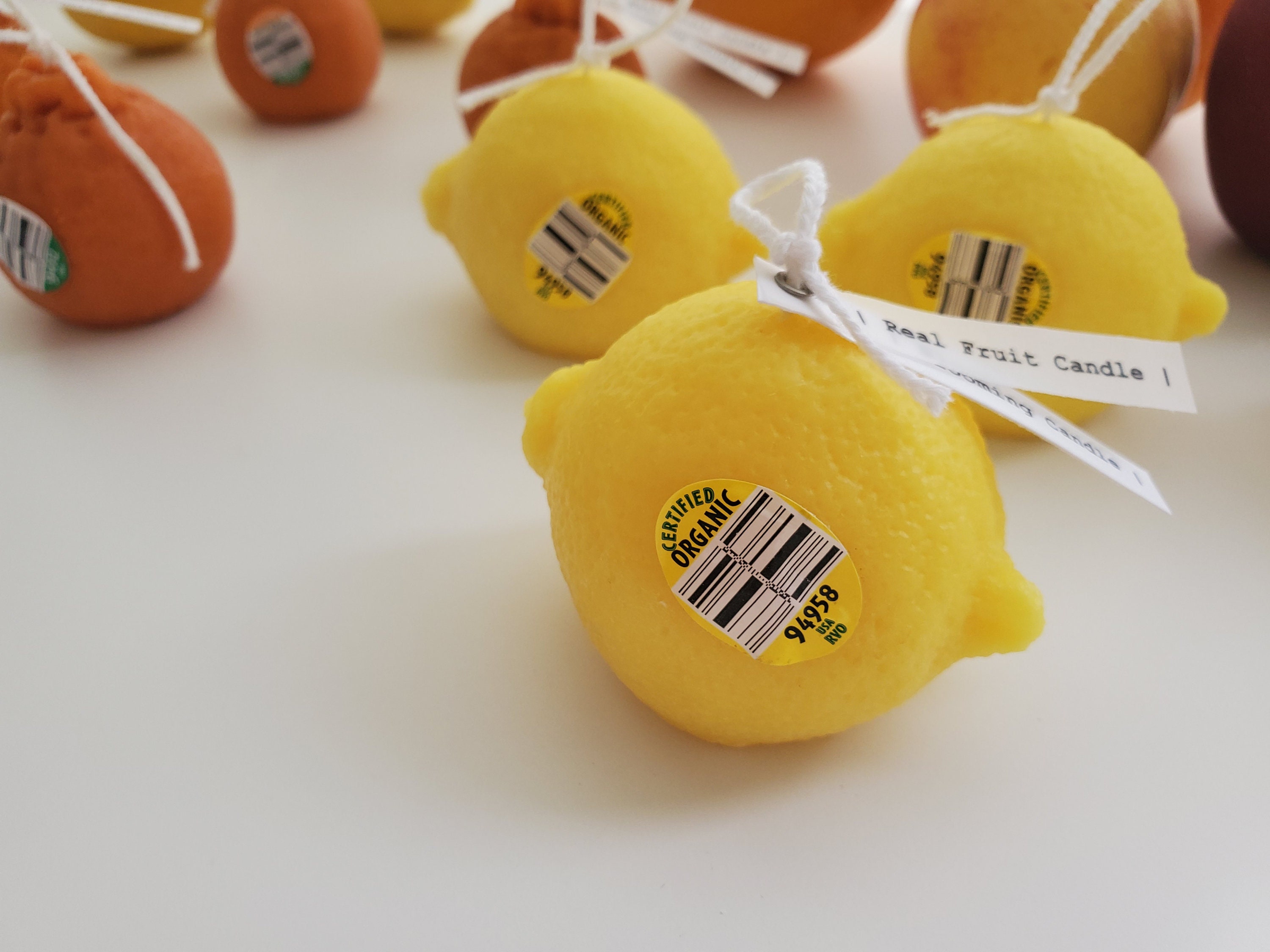 Lemon Candle Real Fruit Candle 100 Nature Pillar Wax & Etsy