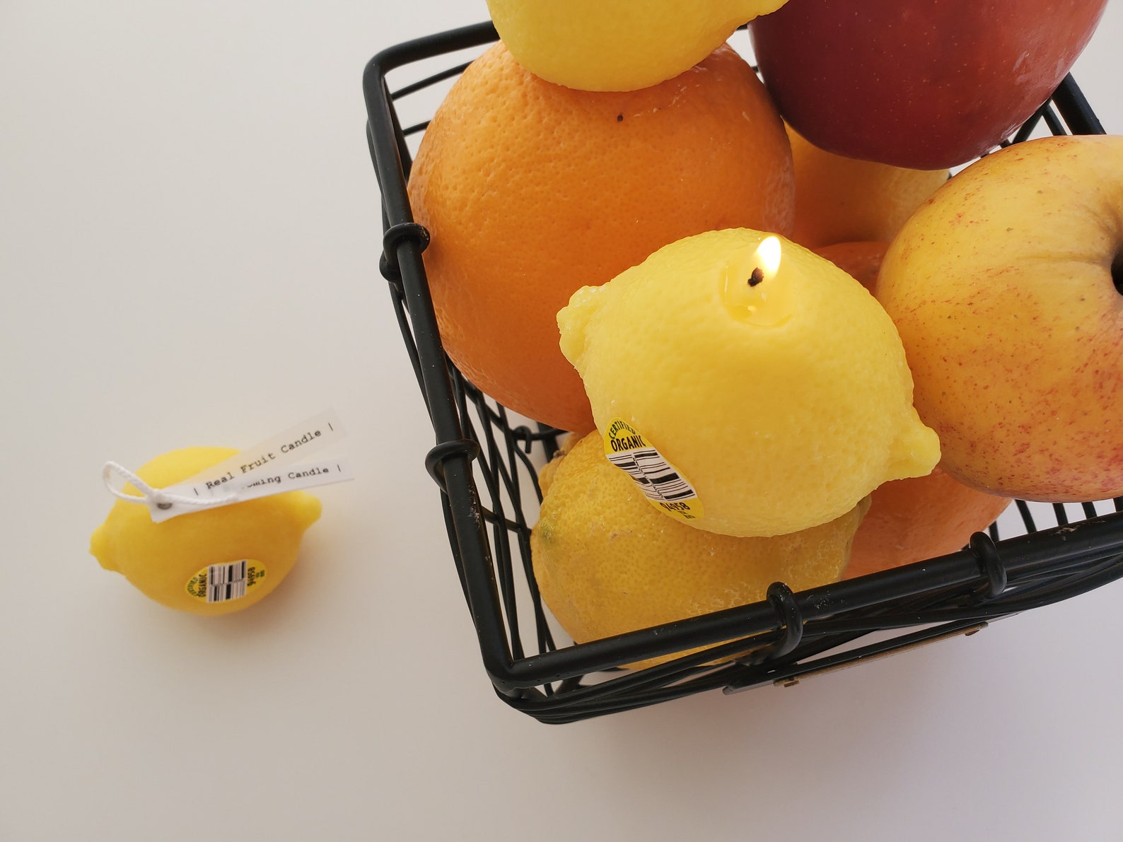 Lemon Candle Real Fruit Candle 100 Nature Pillar Wax & Etsy