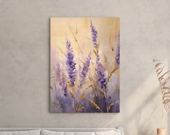 Abstract Lavender Floral Print, Farmhouse Wall Decor (Digital Download)