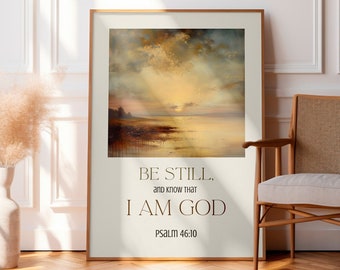 Psalm 46:10 Be Still And Know That I Am God Modern Bible Verse Wall Decor Bible Verse Wall Art Scripture Wall Art Print Be Still Wall Print