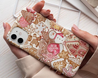 Christmas Phone Case Gingerbread Phone Case Holiday Christmas Case for iPhone 16 15 14 Pro Max Samsung Galaxy S24 S23 S22 Ultra Google Pixel