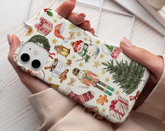 Christmas Phone Case Cozy Winter Holiday Festive Christmas Case for iPhone 16 15 14 Pro Max Samsung Galaxy S24 S23 Ultra Google Pixel 8 pro