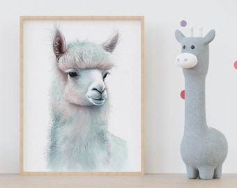 Alpaca Nursery Wall Art, Safari Nursery Wall Prints, Watercolor Alpaca Nursery Prints, Animals Nursery Prints, Printable Nursery Wall Art