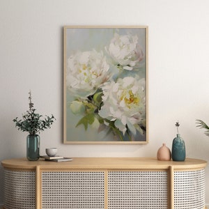 Peonies Printable Art, Abstract Peony Wall Print, Peonies Wall Art, Oil Abstract Peonies Wall Print, Floral Wall Decor, Living Room Wall Art