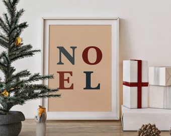 Noel Christmas Wall Art Print, Holiday Home Decor (Digital Download)