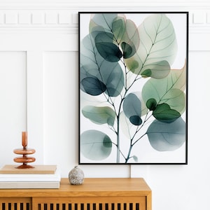 Watercolor Botanical Print, Eucalyptus Printable Art, Living Room Wall art, Watercolor Eucalyptus Wall Art, Instant download digital print