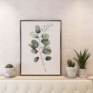 Watercolor Botanical Print, Eucalyptus Printable Art, Living Room Wall art, Watercolor Eucalyptus Wall Art, Instant download digital print