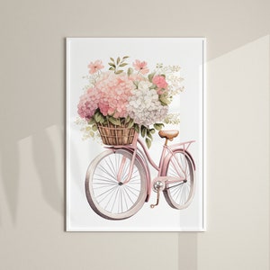 Vintage Bicycle Flowers Print, Watercolor Botanical Print, Floral Printable Art,Watercolor Bicycle Floral Art,Instant download digital print