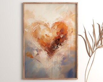 Abstract Heart Painting Wall Art, Romantic Home Decor (Digital Download)