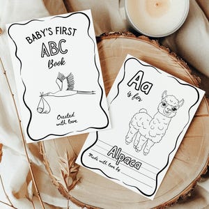 Baby&#39;s First ABC Coloring Book ABC Baby Shower Book First Alphabet Book Baby Shower Activity Guest Game Printable ABC Coloring Animals Book