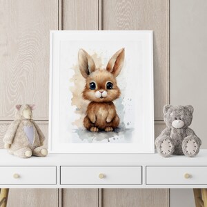 Bunny Nursery Wall Print, Safari Nursery Print, Nursery Wall Art, Baby Animal Print, Rabbit Nursery Wall Art, Baby Animal Nursery Wall Print