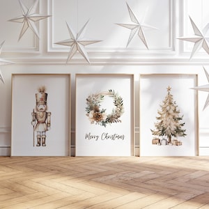 Neutral Christmas Prints Set of 3 Christmas Printables Xmas Printable Art Neutral Christmas Decor Cozy Farmhouse Christmas Prints Xmas Art