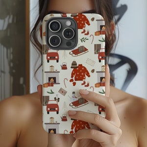 Christmas Phone Case Cozy Winter Holiday Festive Christmas Case for iPhone 16 15 14 Pro Max Samsung Galaxy S24 S23 S22 Ultra Google Pixel 8