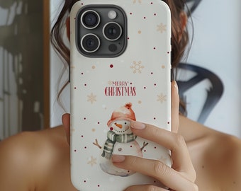 Funda navideña para teléfono con diseño de muñeco de nieve y vacaciones de invierno para iPhone 16, 15, 14 Pro Max, Samsung Galaxy S24, S23, S22 Ultra, Google Pixel 8