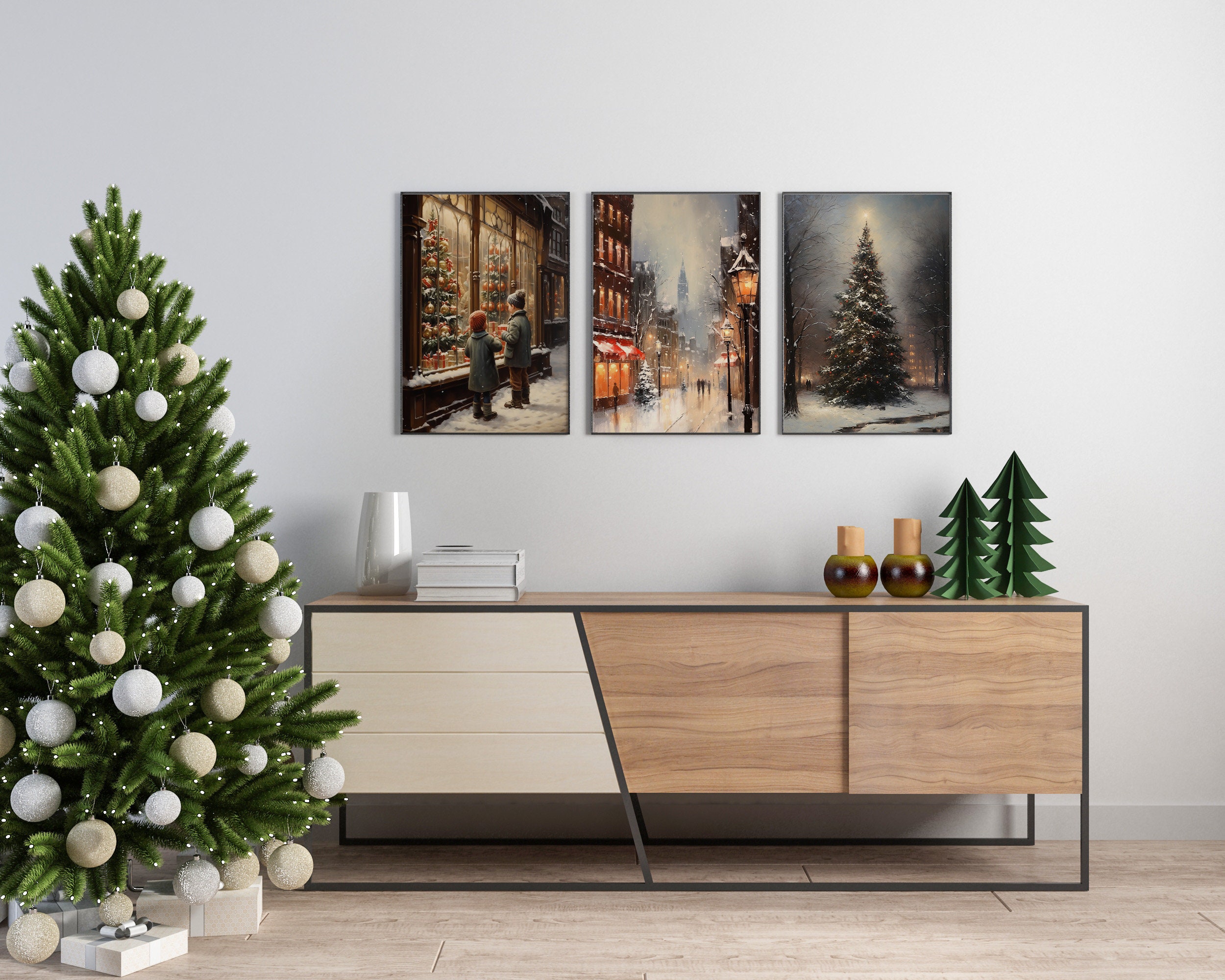 Farmhouse Christmas Printable Set of 3 Vintage Christmas Prints Vintage ...