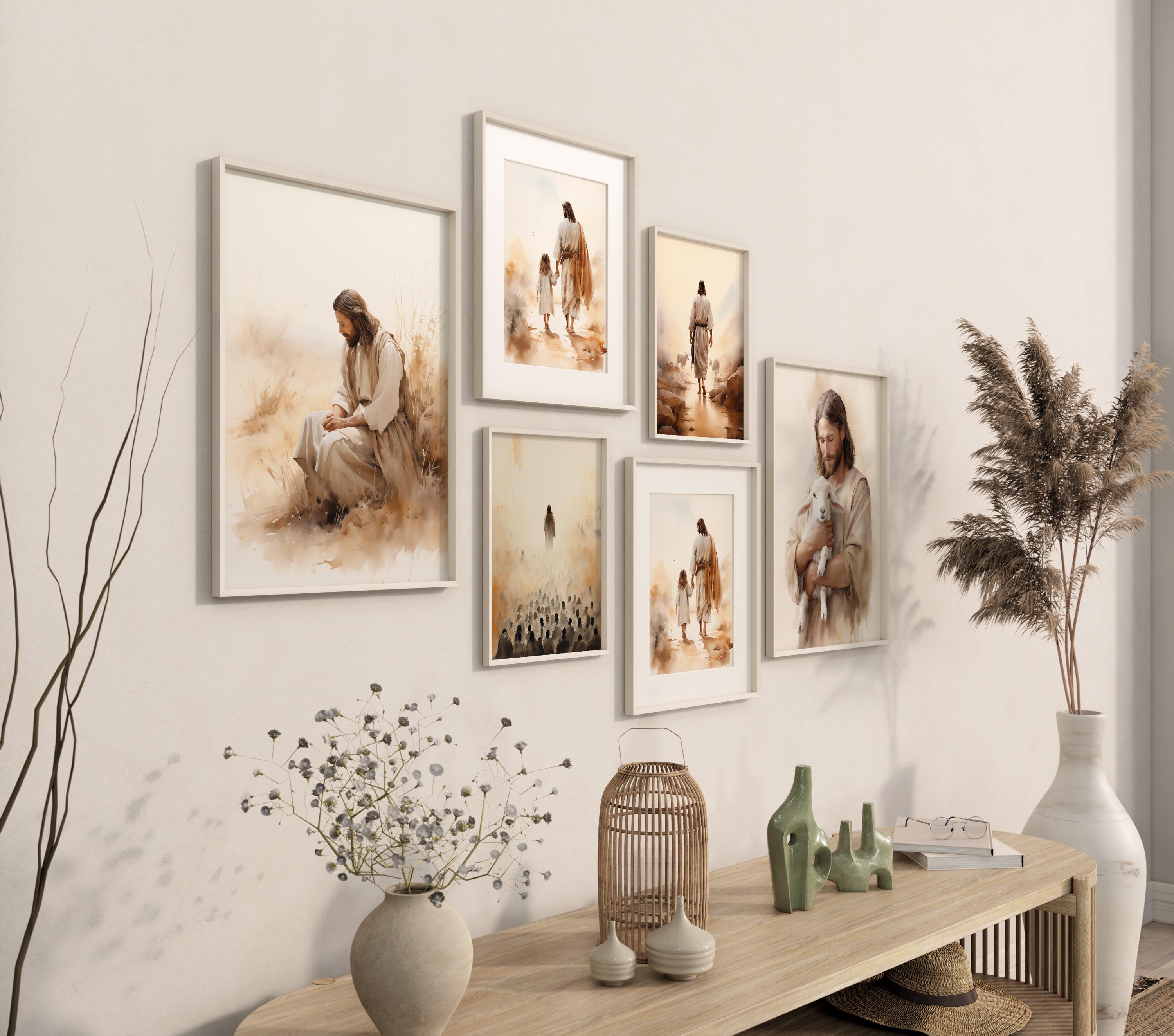 Jesus Wall Prints Set of 6 Christian Gallery Wall Art Christian Living ...