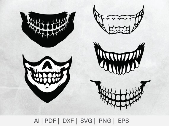 Download Halloween Scary Teeth Face Mask Design Svg Svg Vector Digital Etsy