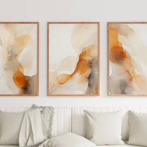 Watercolor Abstract Wall Prints,Neutral Abstract Prints,Set Of 3 Prints,Beige Wall Art,Bedroom Prints,Modern Art,Living Room Art, Home Decor