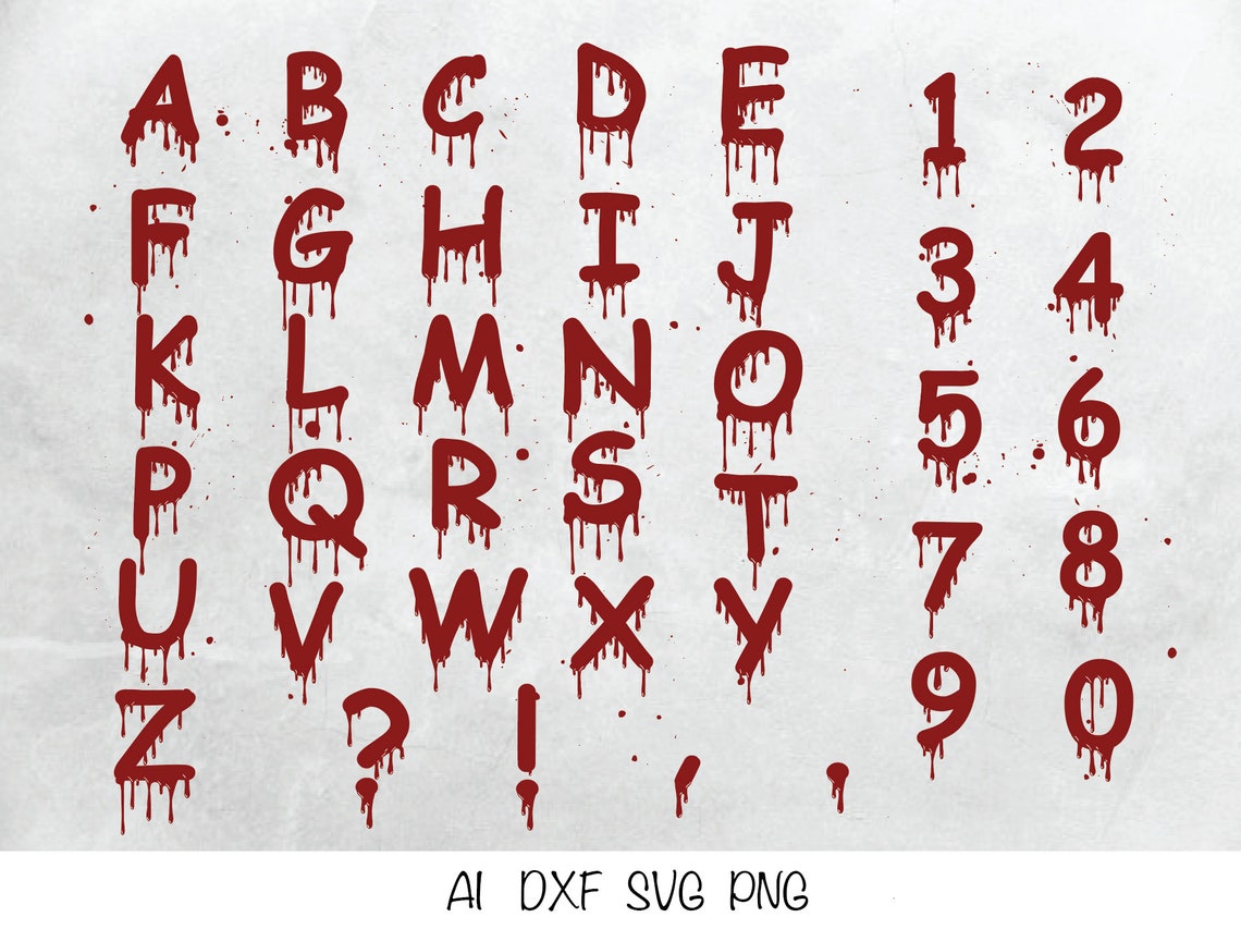 Bloody Halloween Alphabet SVG Vector Digital File Eps Ai | Etsy